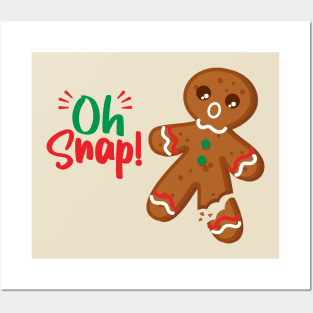 Gingerbread Man Oh Snap! Snapped Leg Funny Christmas Posters and Art